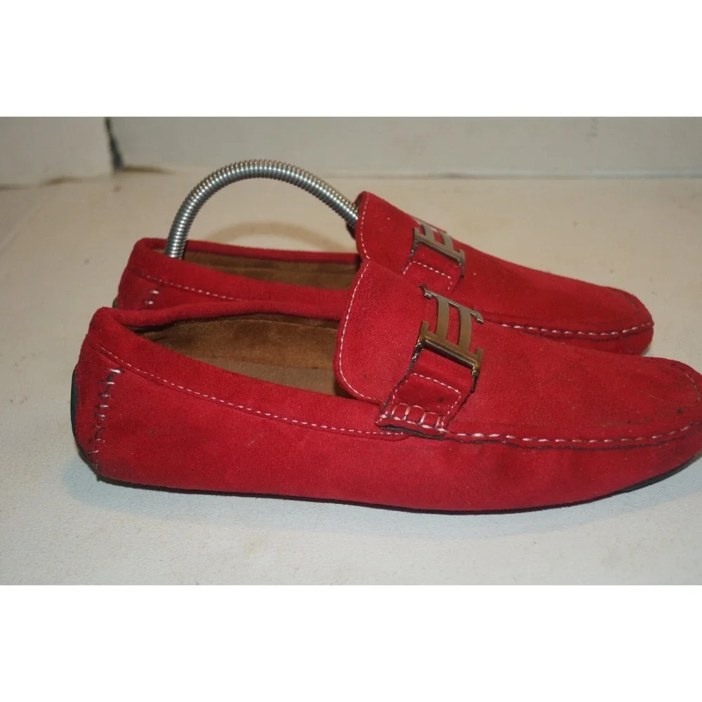 Faranzi Men's Faux Suede Slip On Loafers SZ 8M Red Huxley- U23